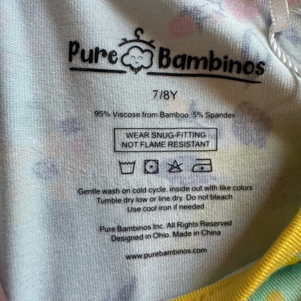 Pure Bambinos Bloom Journey Bamboo Twirl Dress Floral Mint Green Kids 7/8Y NWT